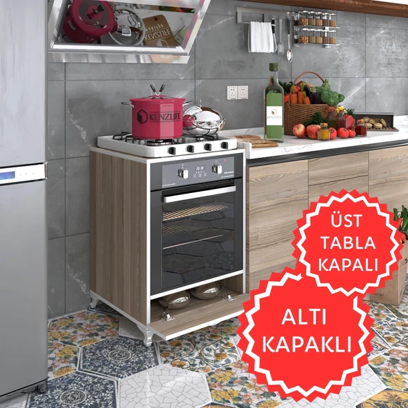 Kenzlife ankastre modülü kabini krom crd fırın ocak dolabı kapaklı ayaklı sabit tabla ürün görseli 1