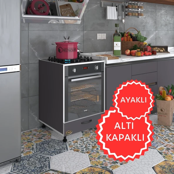 Kenzlife ankastre modülü kabini radon gri fırın ocak dolabı kapaklı ayaklı ürün görseli 1