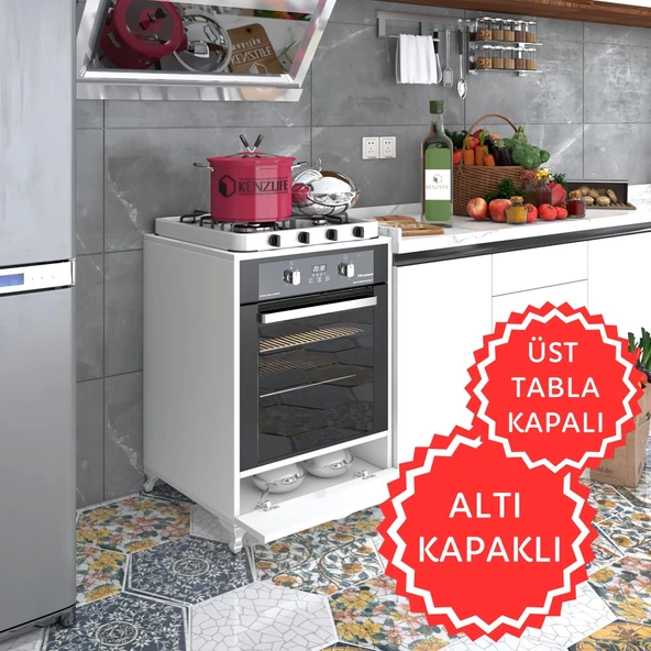 Kenzlife ankastre modülü kabini krom byz fırın ocak dolabı kapaklı ayaklı sabit tabla ürün görseli 1