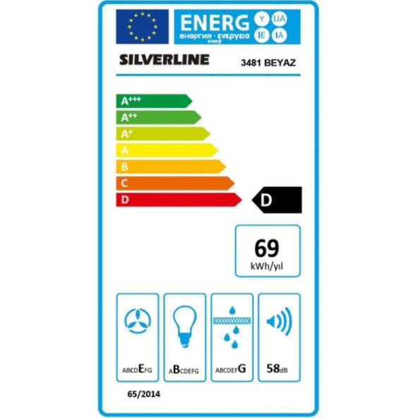 Silverline 3481 Duvar Tipi Beyaz Cam Davlumbaz - Resim 3