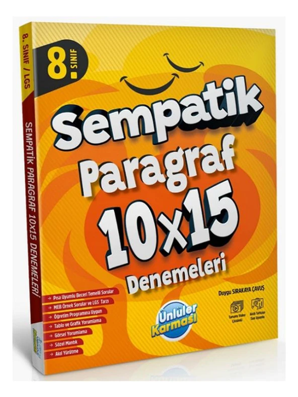 Ünlüler 8. Sınıf Sempatik Paragraf 10x15 Deneme Ünlüler Yayınları ürün görseli 1