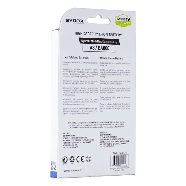 Syrox Samsung A8 / BA800 Batarya B160 - Resim 3