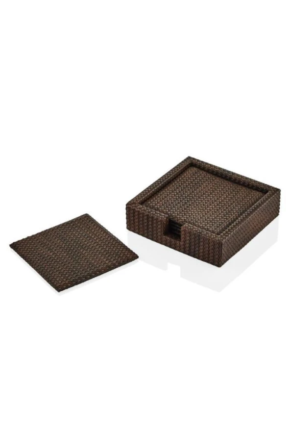 SETAIANCA LUXE FAUX VEGAN DERİ BARDAK ALTLIĞI 6 LI KAHVE 13*13*3,5 CM ürün görseli 1