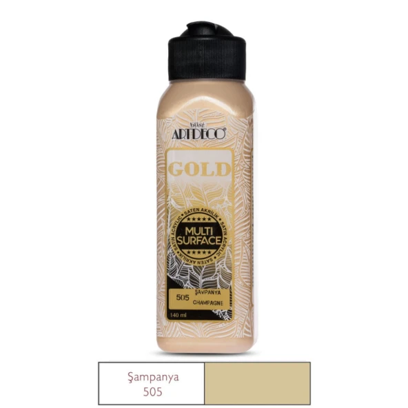 ARTDECO 71R GOLD METALİK AKRİLİK BOYA 505 ŞAMPANYA 140ml ürün görseli 1