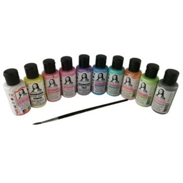 SÜDOR ML122C  MONALİSA CHALK AKRİLİK BOYA 10 RENKx40ml+FIRÇA SET ürün görseli 1