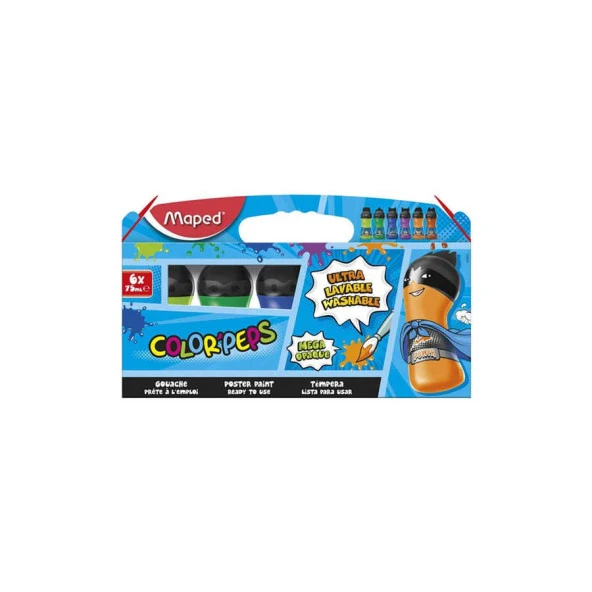 Maped Yarı Renk Boyalar 75 ml 6 Renk Karton Kutu ürün görseli 1