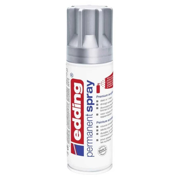 Edding 5200 Permanent Sprey Premium Akrilik Boya Gümüş Mat ürün görseli 1