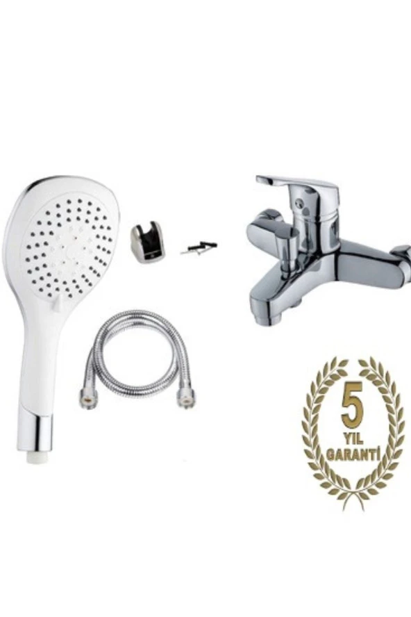 Moonshop Duş Seti 3 Foksiyonlu Beyaz Creavit Duş Başlığı Banyo Bataryası 5 Yıl Garantili ürün görseli 1
