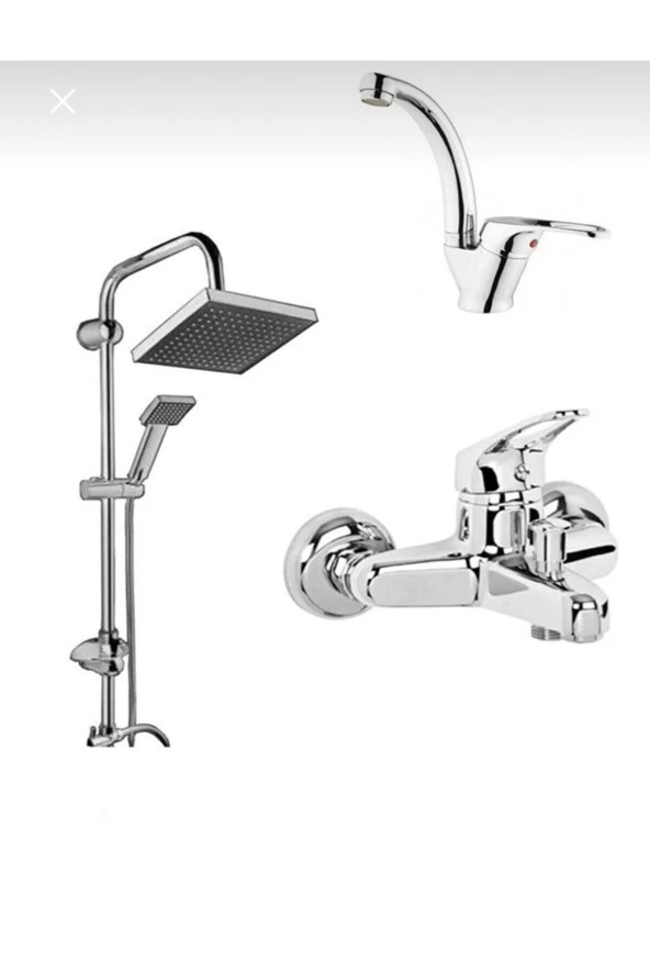 Moonshop 3'Lü Duş Seti Duş Robotu Banyo Bataryası Lavabo Bataryası ürün görseli 1