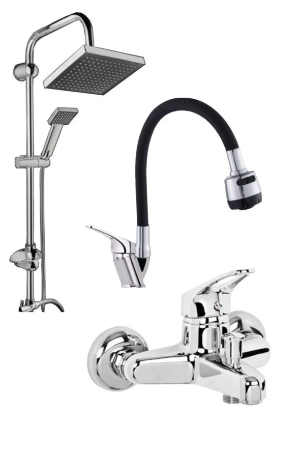 Moonshop Pro Germany Mix Banyo Bataryası Robot Yağmurlama Tepe Duş Seti Duş Başlığı 3'Li Robotvebataryaset ürün görseli 1