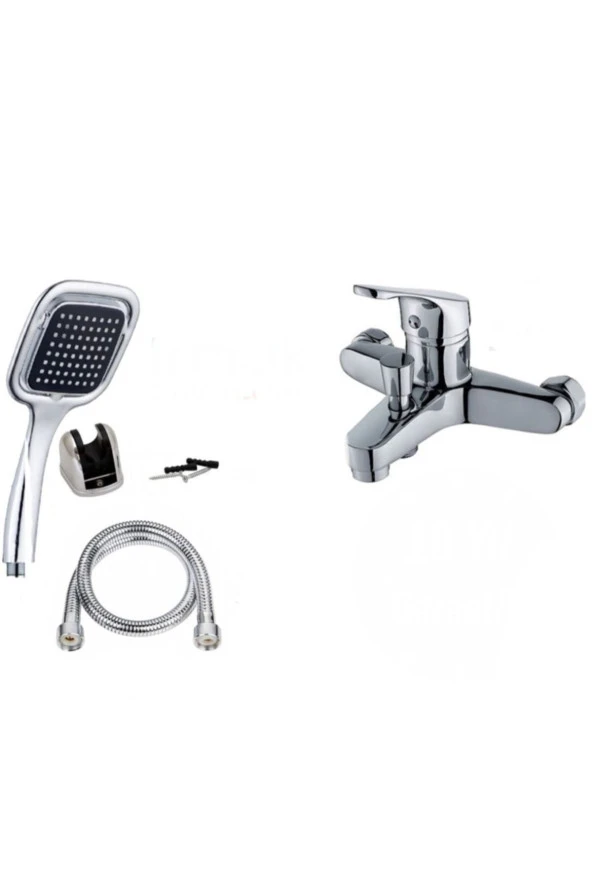 Moonshop Irmak Banyo Bataryası Duş Seti Kare Siyah Duş Başlığı Batarya Seti / 10 Yıl Garantili ürün görseli 1