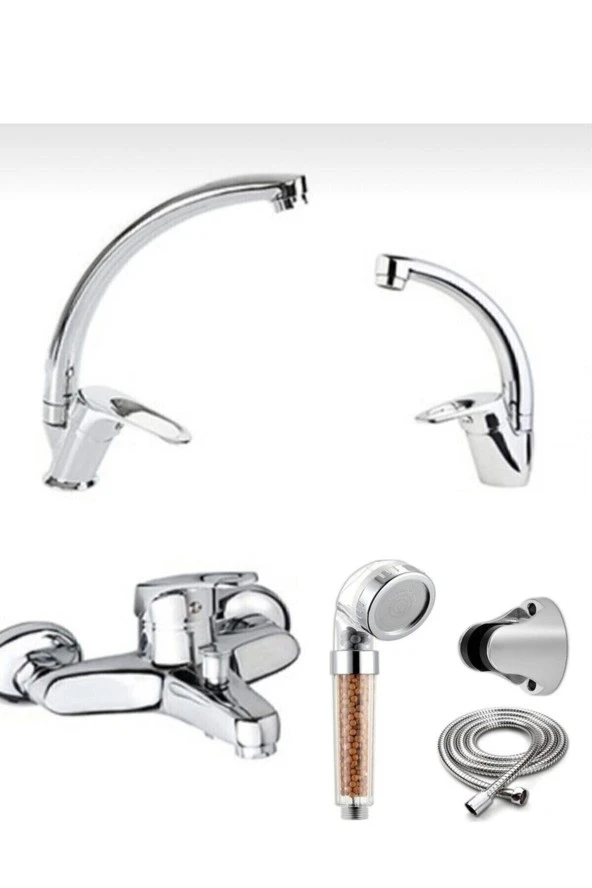 Moonshop 5 Yıl Garantili Batarya Seti 4 Lü Banyo-Mutfak-Lavabo- Tasarruflu Ve Arıtmalı Duş Başlığı ürün görseli 1