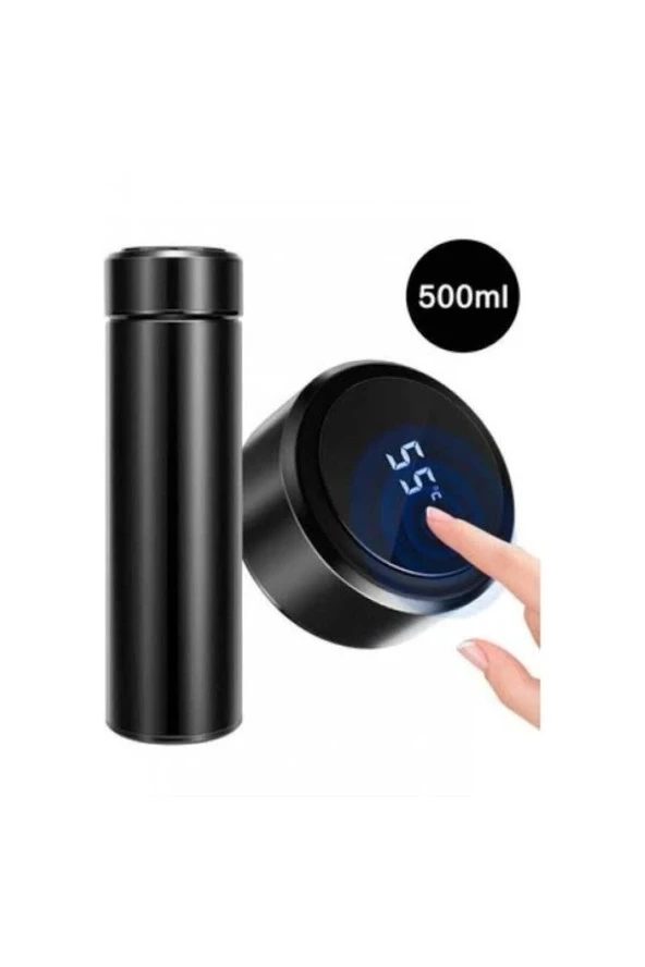 Moonshop Siyah Dereceli Vakumlu Çelik Isı Sıcaklık Göstergeli Termos 0,50 Litre ürün görseli 1