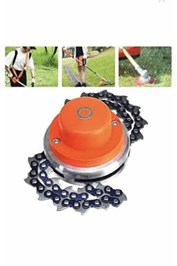 Moonshop Zincirli Tırpan Aparatı Başlık Ot Biçme Zincirli Misina Benzinli Ot Çim Biçme Tırpan Aparatı. ürün görseli 1