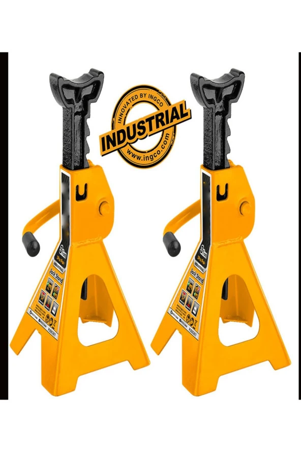 Moonshop Pro Alman 3Ton-3000Kg Kaymaz Kilitleme Özelikli Korumalı 3 Ton Kriko Standı Araç Altı Sehpa 2 Li Set ürün görseli 1