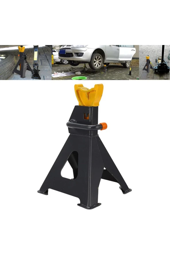 Moonshop Pro Alman 3Ton-3000Kg Kaymaz Kilitleme Özelikli Korumalı 3 Ton Kriko Standı Araç Altı Sehpa 2 Li Set ürün görseli 1