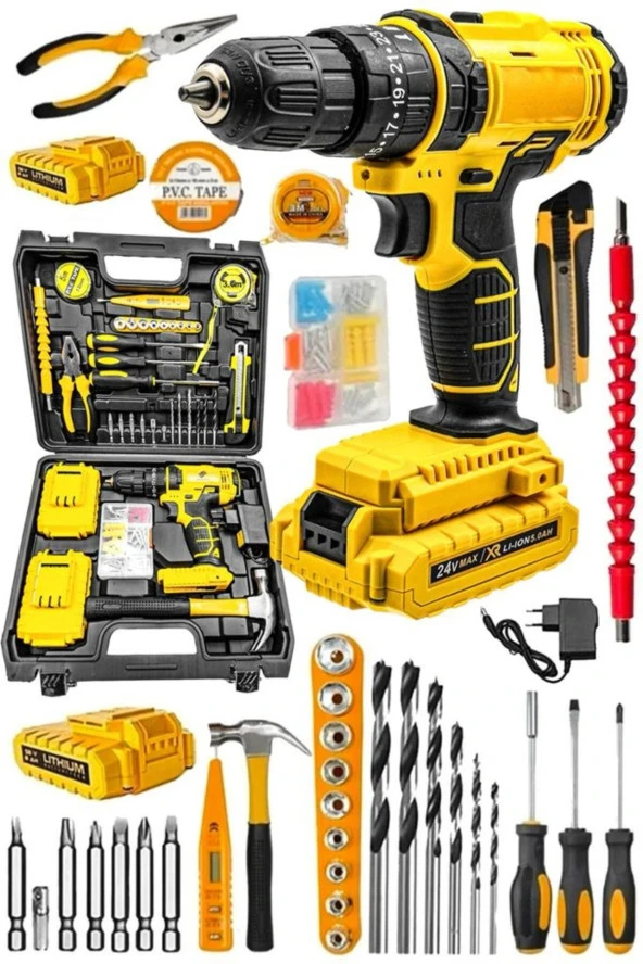 Moonshop Pro Seri Tork Darbeli Lion Akülü Vidalama Matkap 100 Parça Set Ve Çanta Hediyeli Ürün. ürün görseli 1