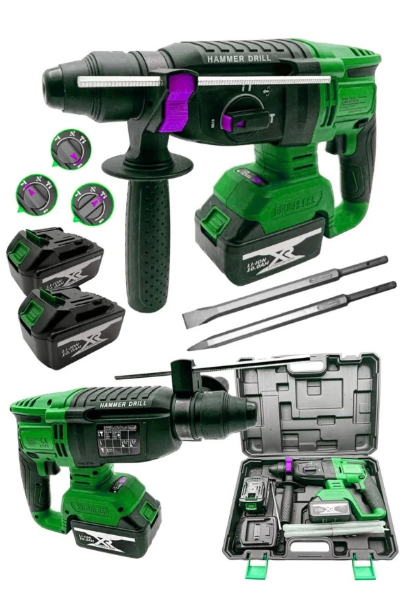 Moonshop Şarjlı 2.6 Kg Kırıcı Delici Çift Akülü 124 Vf 3 Fonksiyon Kırıcı-Delici-Kırıcı Delici Hilti Matkap ürün görseli 1
