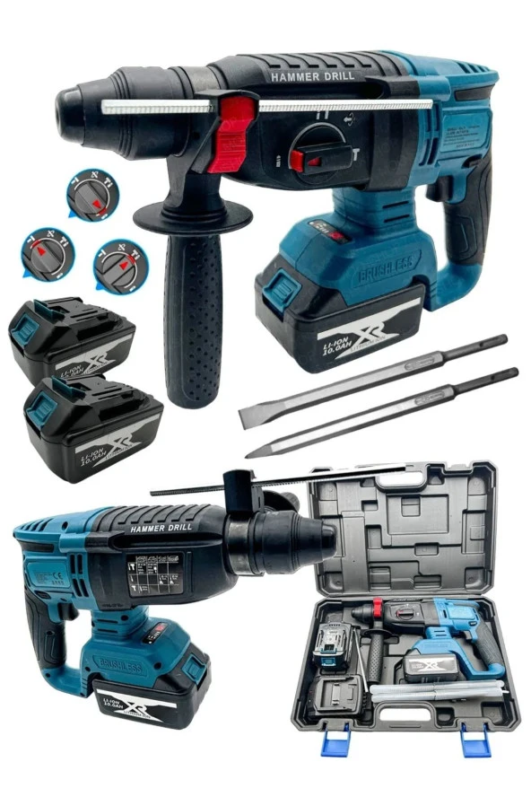 Moonshop Şarjlı 2.6 Kg Kırıcı Delici Çift Akülü 124 Vf 3 Fonksiyon Kırıcı-Delici-Kırıcı Delici Hilti Matkap ürün görseli 1