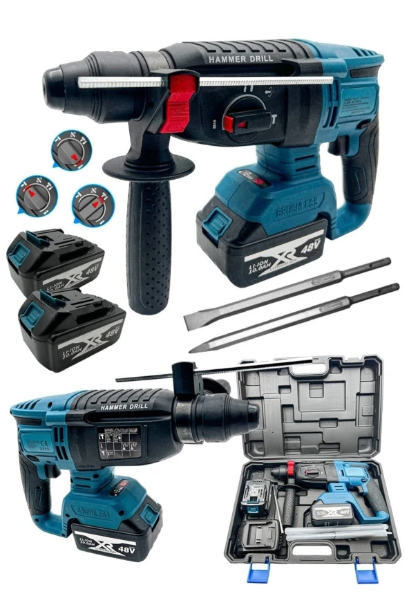 Moonshop Şarjlı Çift Akülü Darbeli Kırıcı Delici Hilti Kömürsüz Motor 2-26 Mm 2 Yıl Garantili Ürün. ürün görseli 1