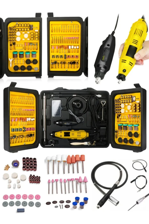 Moonshop Pro Seri 405 Parça Çift Makinalı Çok Fonksiyonlu Gravür Oyma Dremel Taşlama Zımpara Kesme Set ürün görseli 1