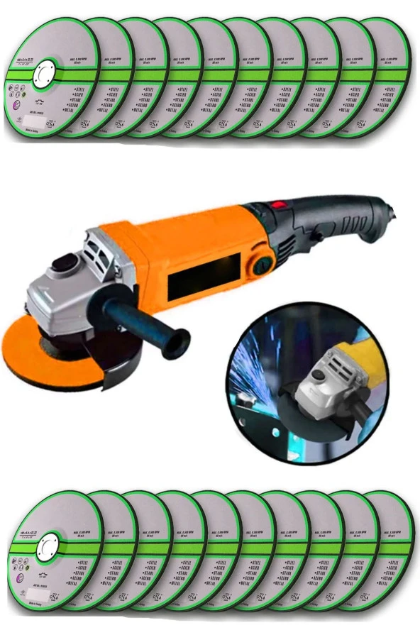 Moonshop 3500W 6 Kademe Devir Ayarlı Spiral Taşlama Makinesi Avuç Içi Taşlama 125Mm + 20 Ad Taş ürün görseli 1