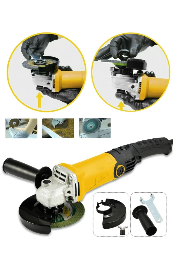 Moonshop Pro Bakır Sargı Avuç Içi Taşlama Makinası 6 Kademeli Uzun Kuyruk Devir Ayarlı 125-115 Mm 2800W. ürün görseli 1