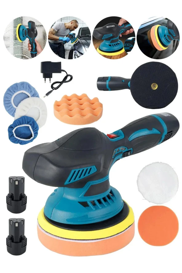 Moonshop Japan Taknoloj 88 V Li-İon Çift Akülü 6 Kademe Devir Ayarlı Pasta Cila Polisaj Zımpara Makinesi ürün görseli 1