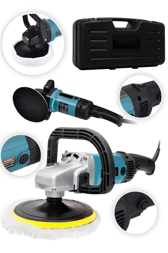 Moonshop Bakır Sargı Devir Ayarlı Polisaj Makinesi 2300 Watt 180Mm 6 Kademeli Pasta Cila Kiti ürün görseli 1