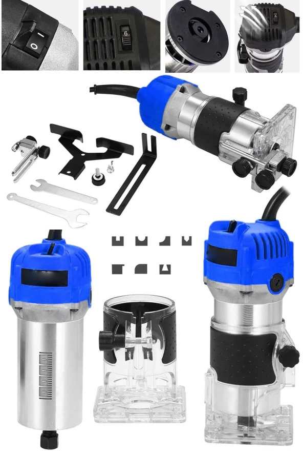 Moonshop Japan Pro Seri 3000 Watt 6 Kademe Devir Ayarli Formika Traşlama Freze Makinası Pens 6 Mm ürün görseli 1