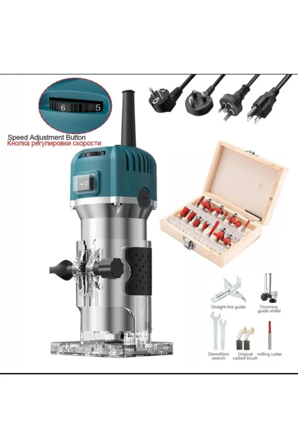 Moonshop 600 Watt Profesyonel Formika Traşlama Freze Makinası Ve Uçları 6 Mm Pens 2 Yıl Garantili ürün görseli 1