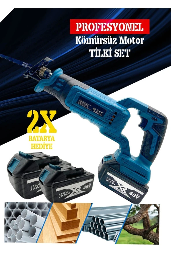 Moonshop Kömürsüz Çift Akülü Ağaç Dal Ve Çok Amaçlı Budama Tilki Kuyruğu+ 5 Bıçak ürün görseli 1