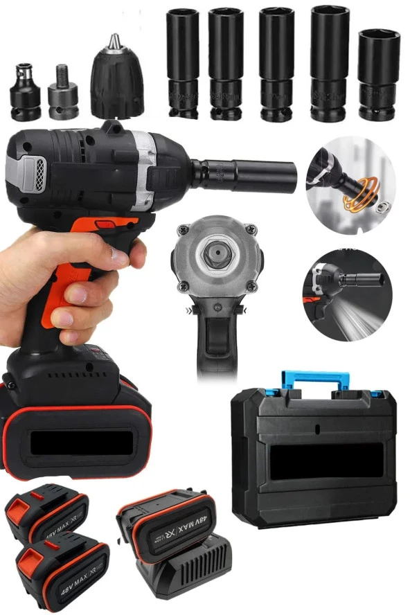 Moonshop Japan Teknoloji Darbeli Kömürsüz 12V Vf Motor Çift Akülü Şarjlı Somun Bijon Sıkma Sökme Makinası ürün görseli 1