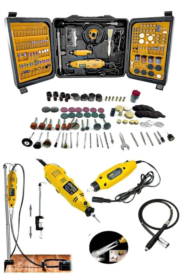Moonshop Pro Seri 350 Parça Çift Makinalı Çok Fonksiyonlu Gravür Oyma Dremel Taşlama Zımpara Kesme Set ürün görseli 1