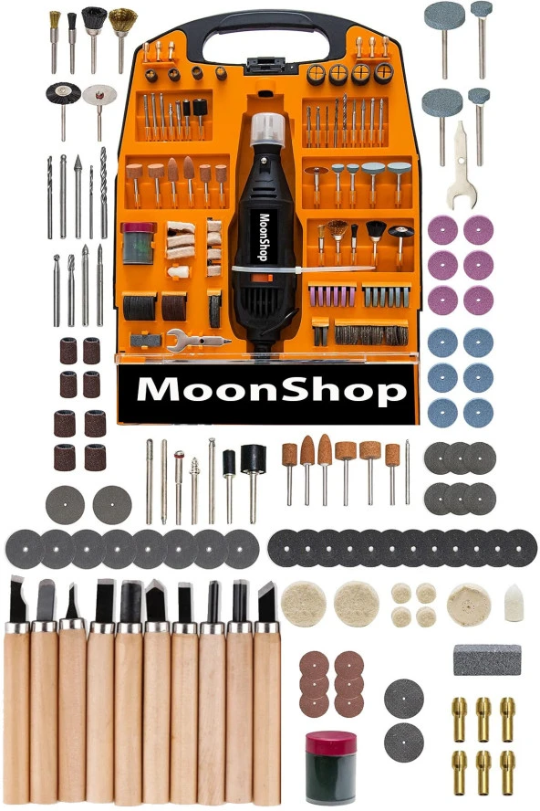 Moonshop Japon 1059 Wf Çelik Şanzıman Çok Amaçlı Devir Ayarli 310 Parça Hobi Gravür Seti Bakır Sargı ürün görseli 1