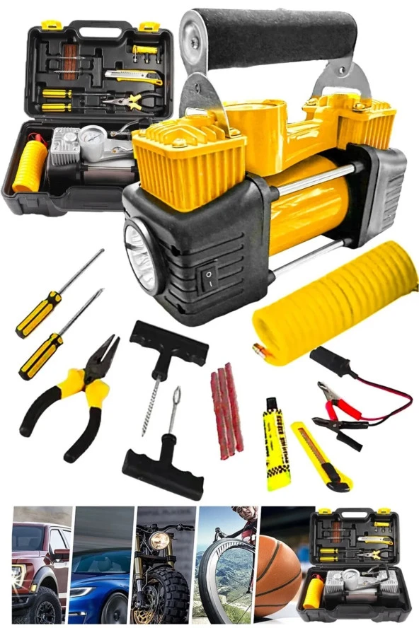 Moonshop Profesyonel Çift Pistonlu 12 V 150 Psi Dakikada 85 Lt Araç Araba Lastik Bot Şişirme Kompresörü ürün görseli 1