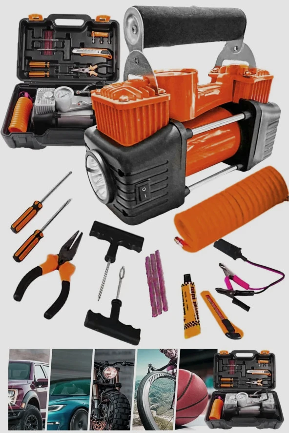 Moonshop Pro Seri Çelik Gövde Çift Pistonlu 12 V 150 Psi Dakikada 85 Lt Araç Araba Lastik Bot Şişirme ürün görseli 1