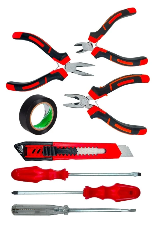 Moonshop 3 Lü Mini Pense Yan Keski Kargaburnu Set+3 Lü Tornavida+Falçata+Bant Takım Seti. ürün görseli 1