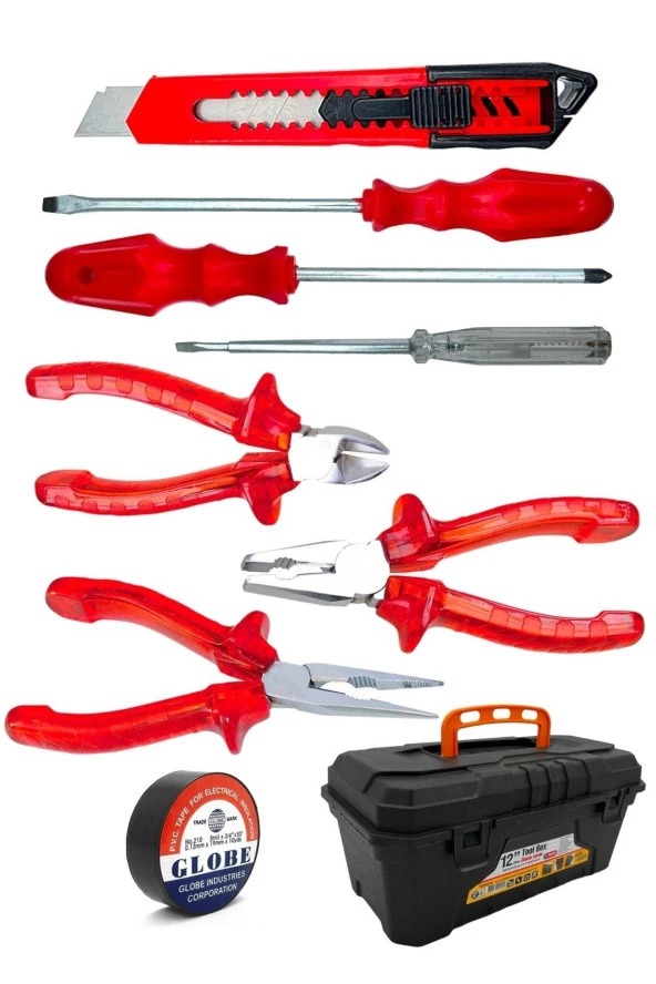 Moonshop 3 Lü Pense Set 3 Lü Tornavida Takımı Elektrik Bandı Falçata+Takım Çanta Set ürün görseli 1