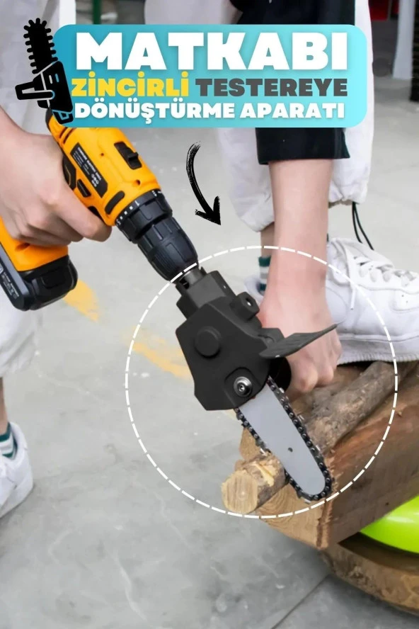 Moonshop Zincirli Testere Dönüştürücü Şarjlı Elektrikli Matkap Için Taşınabilir Ahşap Testere Adaptörü ürün görseli 1