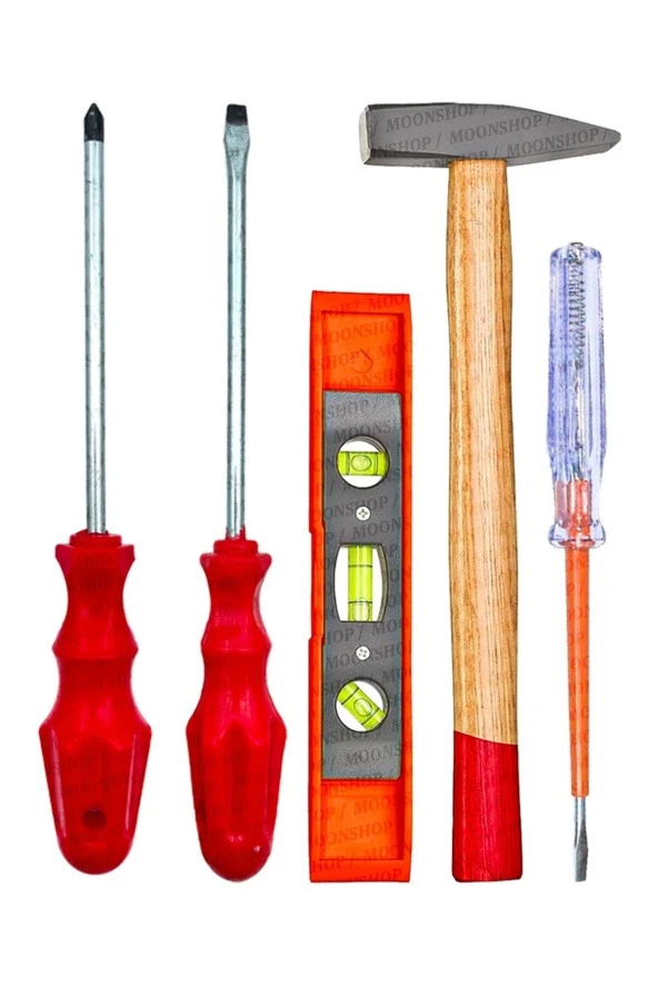 Moonshop 3Lü Tornavida Ve Çekiç Ve Su Terazi Hediyeli ürün görseli 1