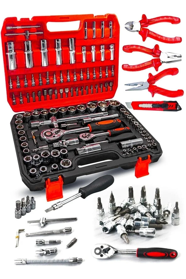 Moonshop Profesyonel 112 Parça Çok Fonksiyonlu 1/2 Ve 1/4 Cırcırlı Lokma Anahtar Takımı Bits Uç Penseli Set ürün görseli 1