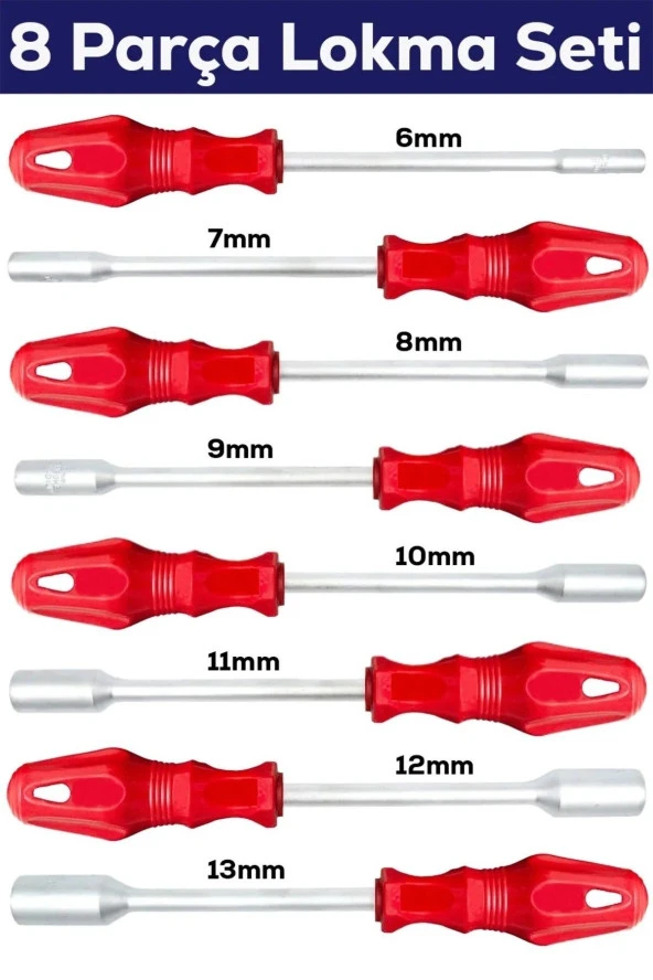 Moonshop Pro Seri 6-7-8-9-10-11-12-13 8 Parça Lokma Takımı Lokma Tornavida Ev Ve Sanayi Kullnıma Uygundur. ürün görseli 1