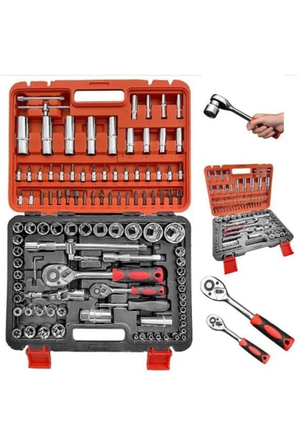 Moonshop Profesyonel 1/2 Ve 1/4 Cırcırlı Lokma Anahtar Takımı Bits Uç Seti 108 Parça ürün görseli 1