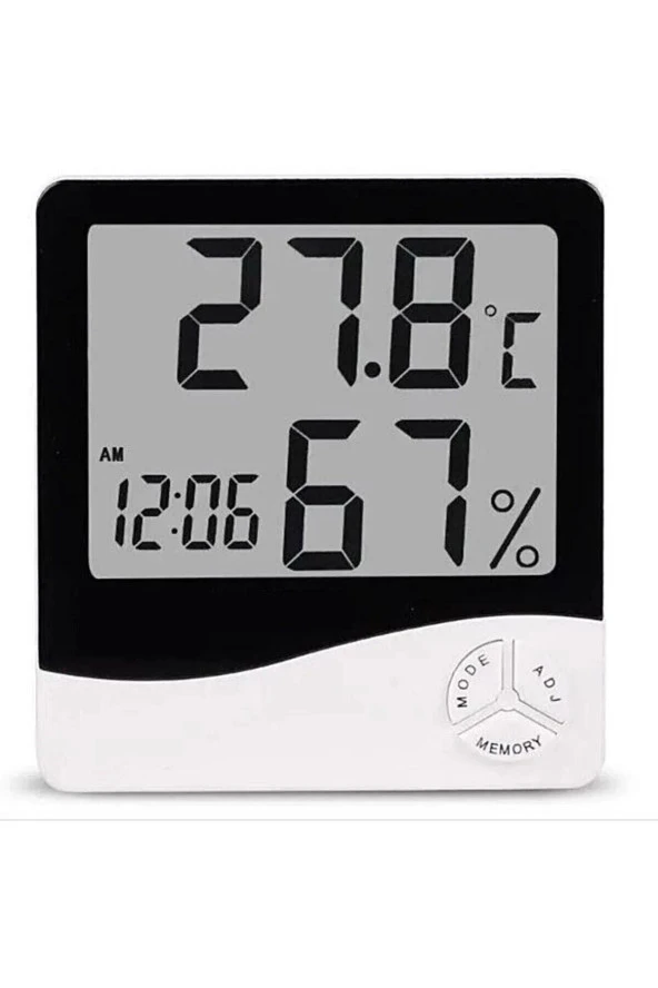 Moonshop Oda Termometre Higrometre Hava Istasyonu Sıcaklık Nem Ölçer Lcd Saat Kampanyalı Fiyat ürün görseli 1