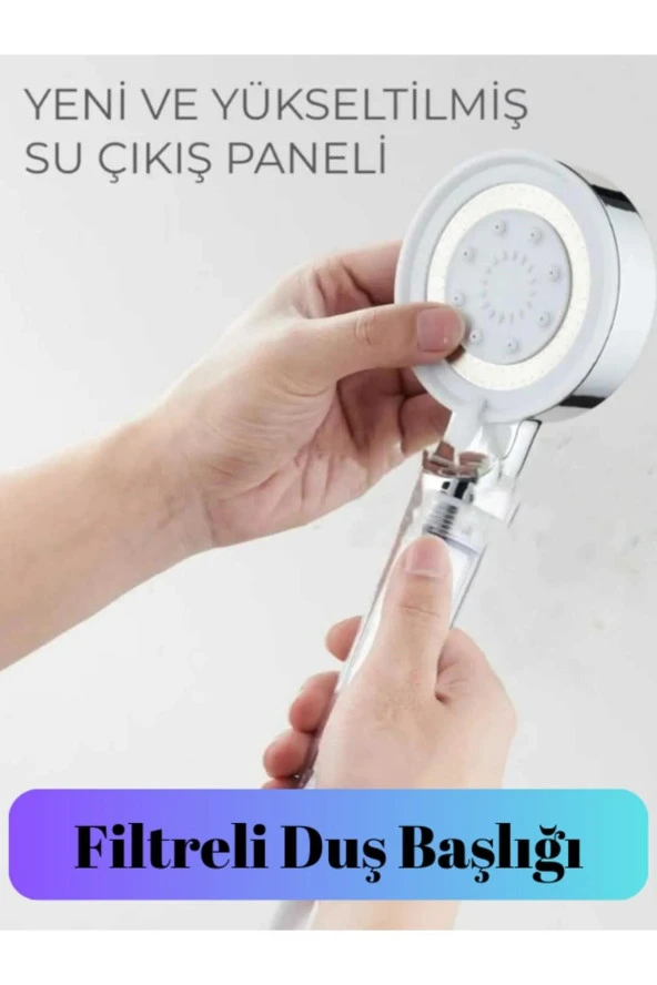 Moonshop 5 Fonksiyonlu Krom Beyaz Çelik Filtreli Kireç Önleyici Yüksek Basınçlı Tasarruflu Banyo Duş Başlığı ürün görseli 1