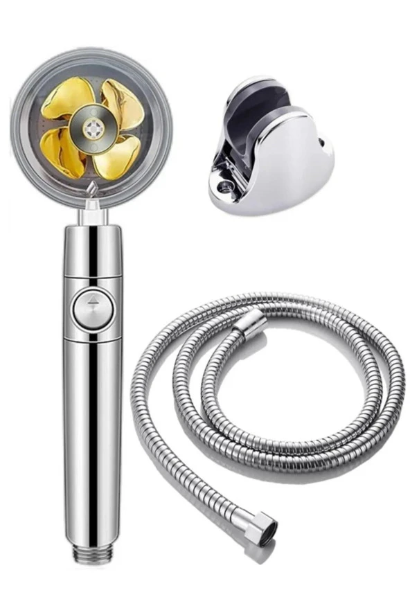 Moonshop Turbo Pervaneli Duş Başlığı Seti Mafsal Hortum Duş Başlığı Seti Hediyeli. ürün görseli 1