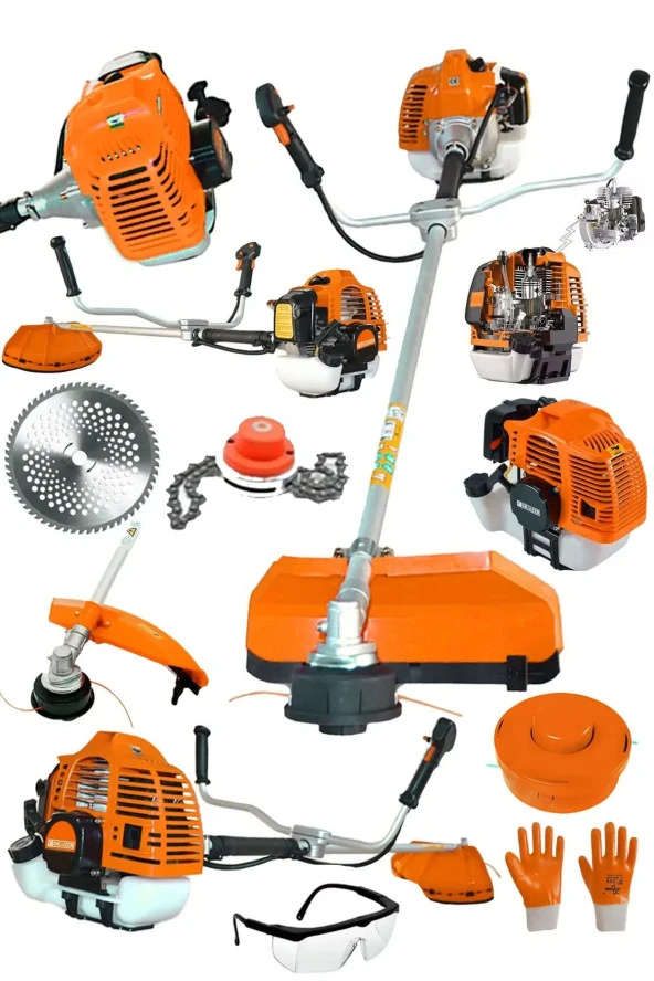 Moonshop Japan 11 Hp Profesyonel Bronz Piston Benzinli Ot Çalı Çim Biçme Makinası Yan Tırpan Zincirli Misina ürün görseli 1