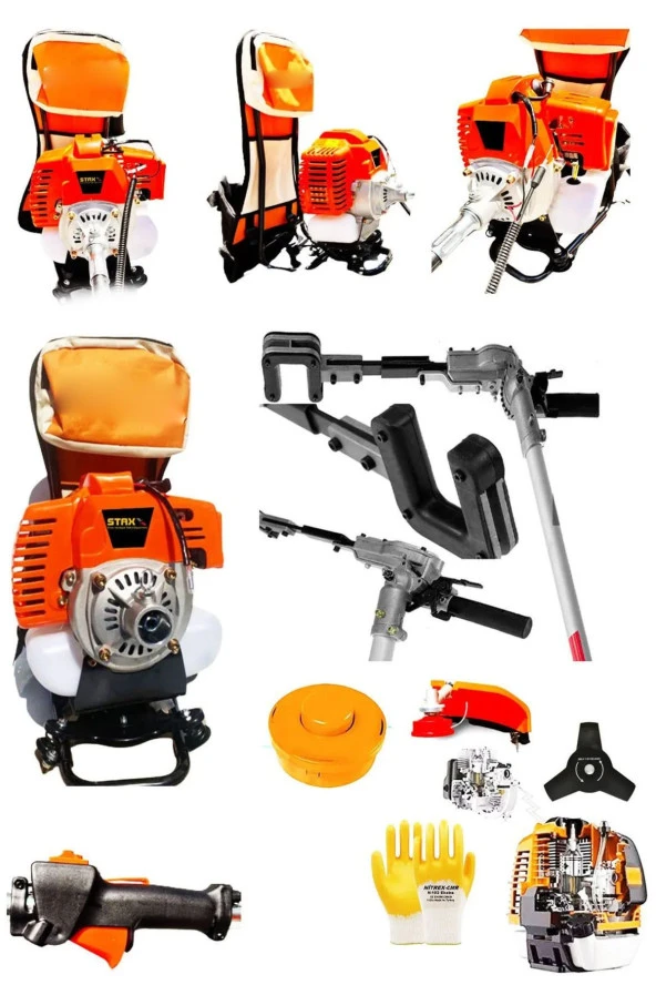 Moonshop Çelik Motor 5Hp 52Cc Benzinli Sırt Tipi Tırpan Çayır Ot Biçme Makinesi + Zeytin Silkeleme Makinesi ürün görseli 1