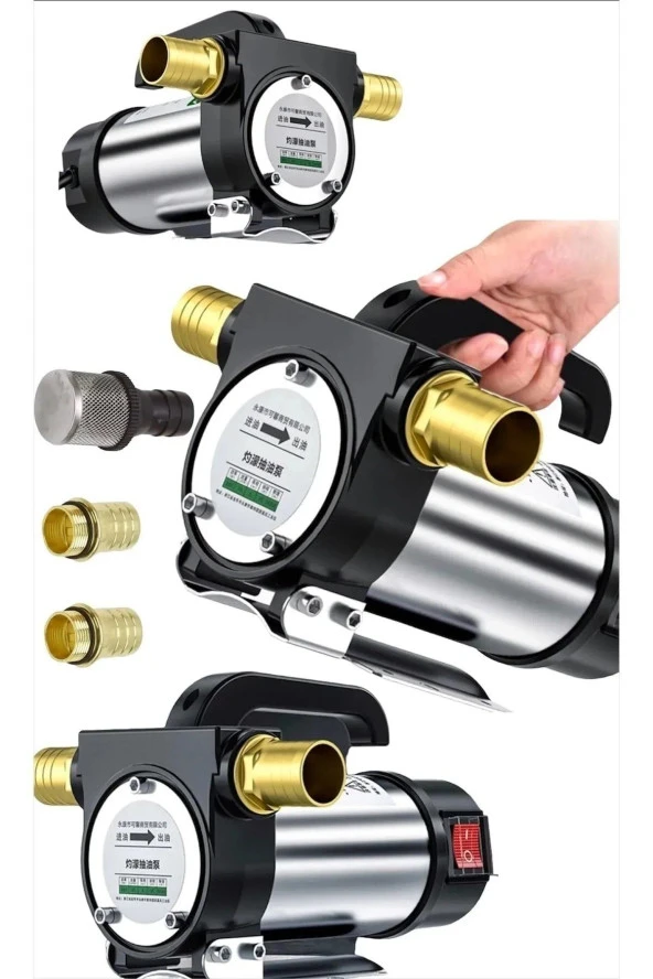 Moonshop 12V Kendinden Emişli Elektrikli Taşınabilir Yakıt Sıvı Yağ Aktarma Mazot Pompası Paslanmaz Gövdeli ürün görseli 1